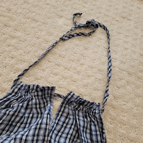 AMERICAN EAGLE Blue & White Plaid Halter Sleeveless Cropped Top - Picture 6 of 6